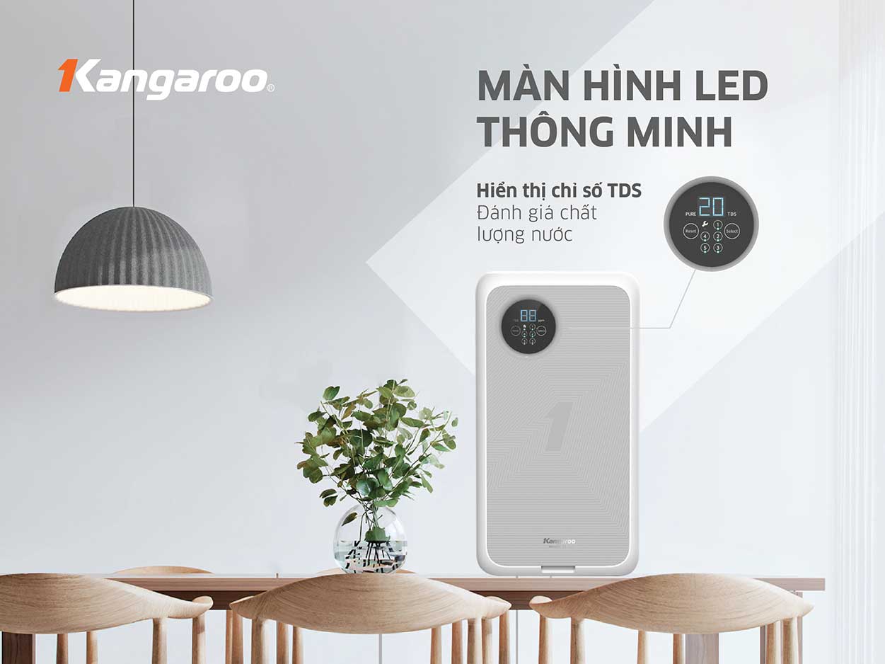 Màn hình LED thông minh hiện thỉ chất lượng nước TDS và cảnh báo thay lõi